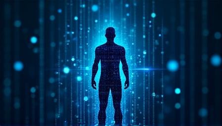 High-tech visual representation of data points and consumer behavior patterns